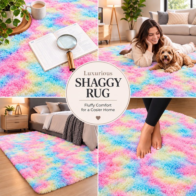 Rectangle Shag Washable, Rainbow, Rectangle 120 x 170 cm
