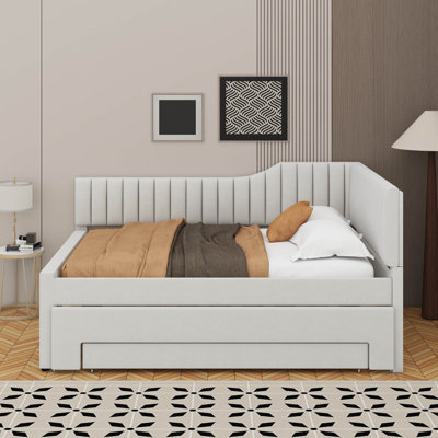 Upholstered Daybed With Trundle And Drawers
