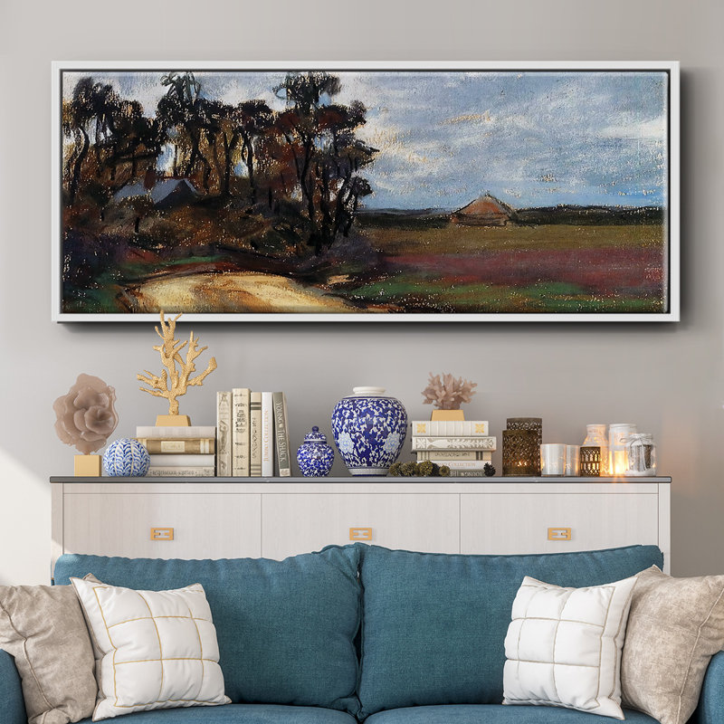 «The Road and the House», reproduction sur toile avec cadre flottant, H 20 po x l 50 po x P 1,5 po, Blanc