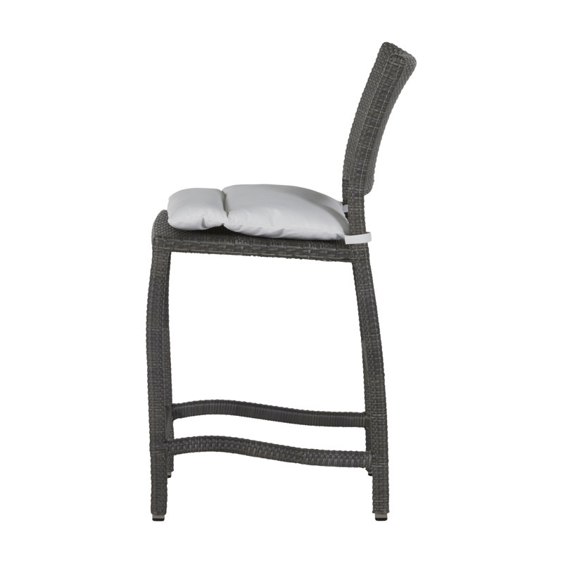 Skye 30" Patio Bar Stool with Cushion, Oyster, Dove Sunbrella® Linen, Welt