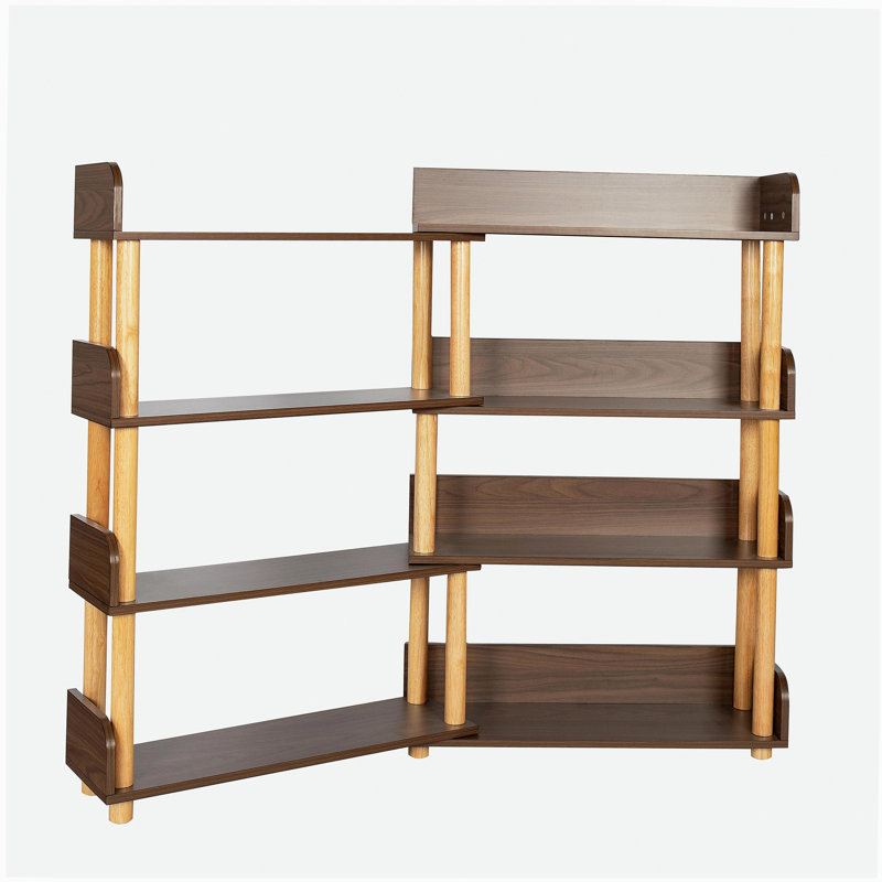 Quatre tablettes extensibles et rotatives à quatre couches, bibliothèque d'angle en bois, tablette de rangement pour CD / films / livres