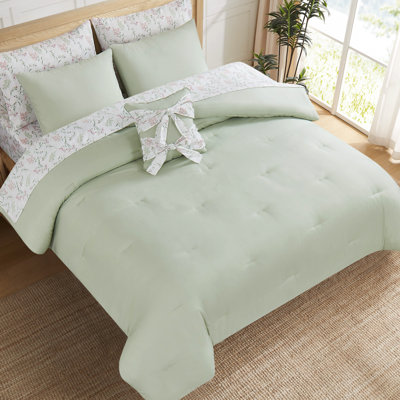 Jessica Simpson Felicity Sage Floral Bed-in-a-Bag Comforter Set