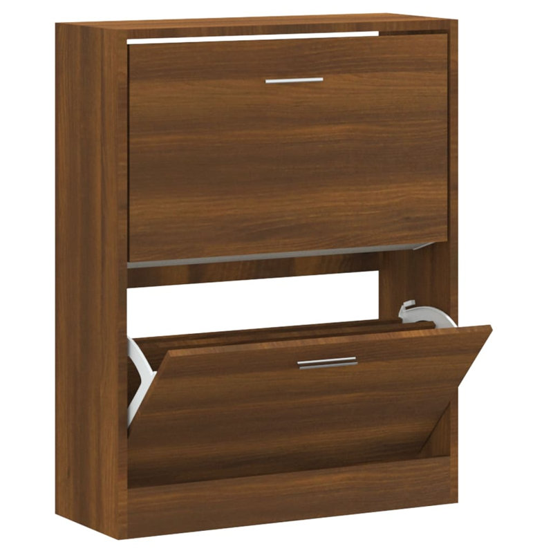 4 Pair Shoe Storage Cabinet, Brown Oak
