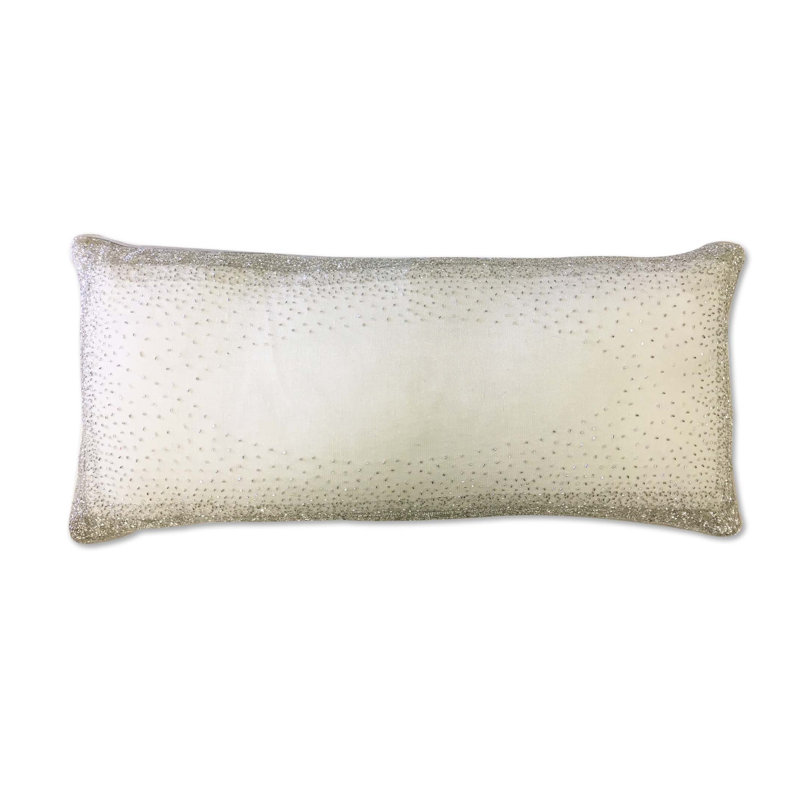 Lurex Linen Lumbar Throw Pillow, Ivory, 1" x 20"