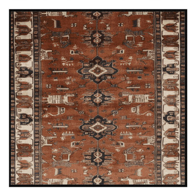 Machine Washable Persian Brown Area Rug