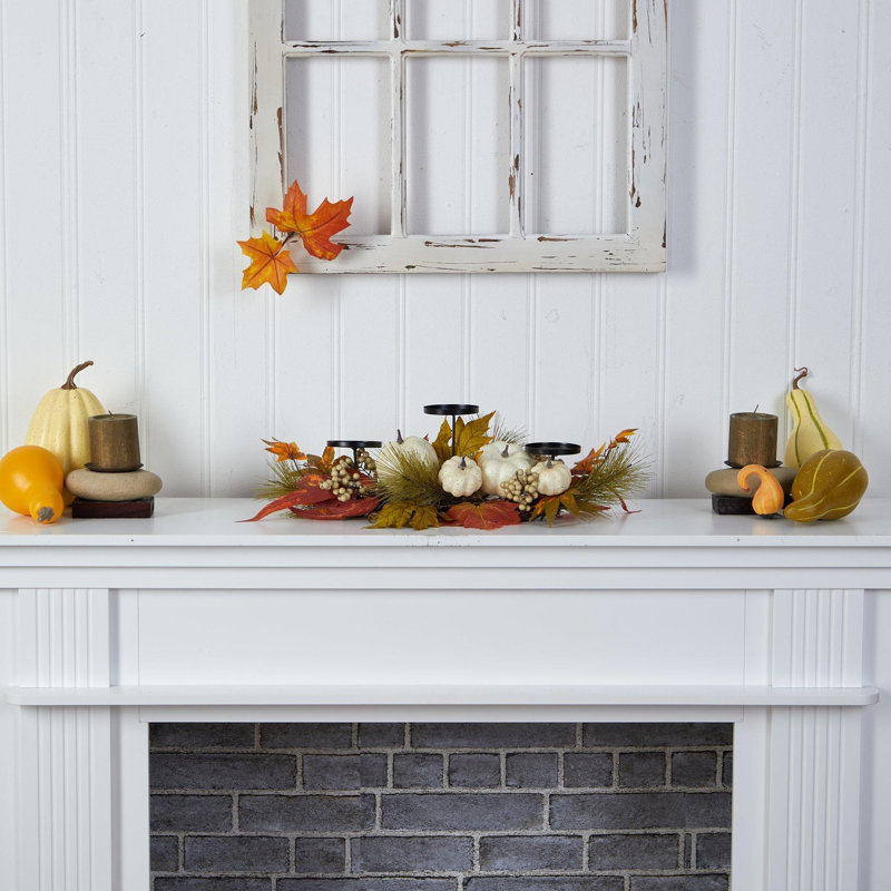 Candélabre d'automne citrouille et feuille d'érable