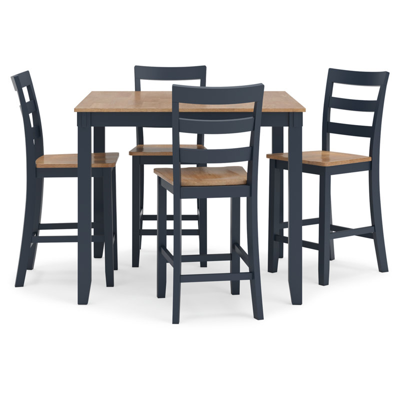 Malkin Counter Height Dining Table And 4 Barstools, Set Of 5, Blue