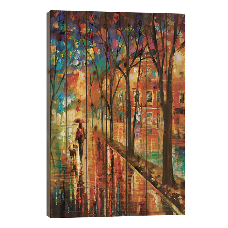 «Walk with Dog» - Reproduction de giclée sur toile tendue avec châssis, H 40 po x l 26 po x p 1,5 po, Sans cadre