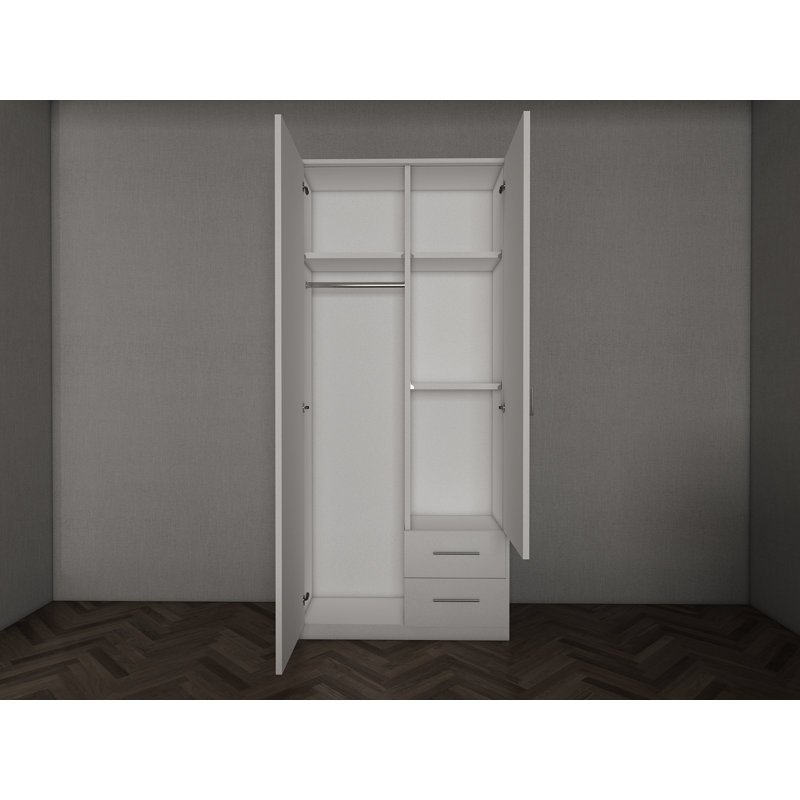 Pamel 2 Door Manufactured Wood Wardrobe, Gloss White