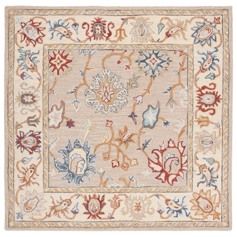 Tapis oriental en laine touffeté à la main Brockett, Carré 6 pi