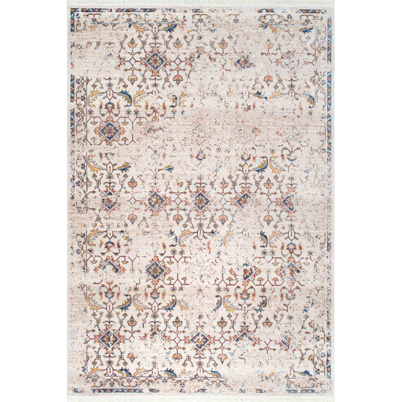 Tapis oriental blanc cassé Artvin, Rectangle 5 pi x 7 pi 9 po