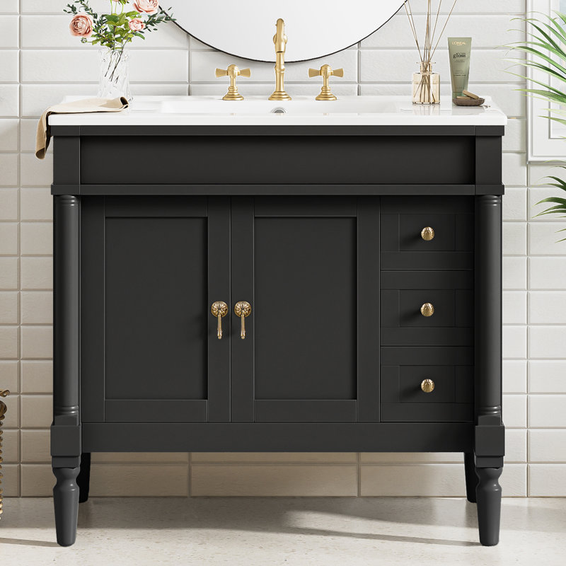 36" Great Bathroom Vanity With Ceramic Top, White