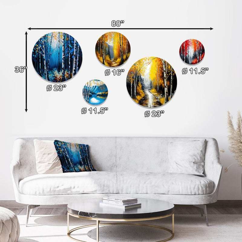 Ensemble de 5 décorations murales Blue Birch Forest II
