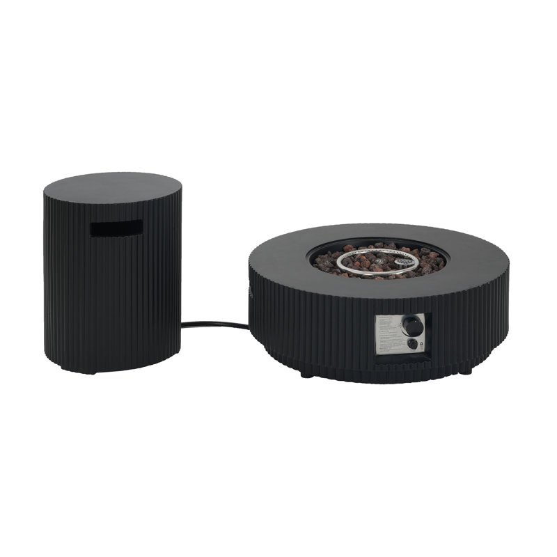 ROSCO Outdoor 40.000 BTU MGO Propane Fire Pit Table With Lid (Tank Holder Not Included), Matte Black