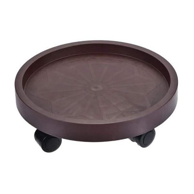Paquet de 8 porte-plantes à roulettes, support robuste pour plante à rouler 12,2 pouces à l'intérieur et à l'extérieur, brun