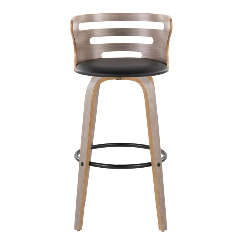 Black Swivel Bent Wood and Metal Counter Stool Set