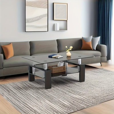 Rectangle Black Glass Coffee Table