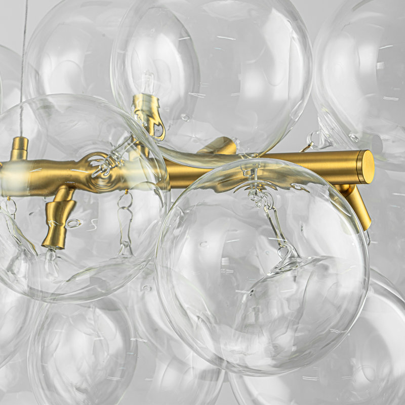 Baltser 10 - Light Dimmable Kitchen Island Bubble Glass Chandelier, Gold
