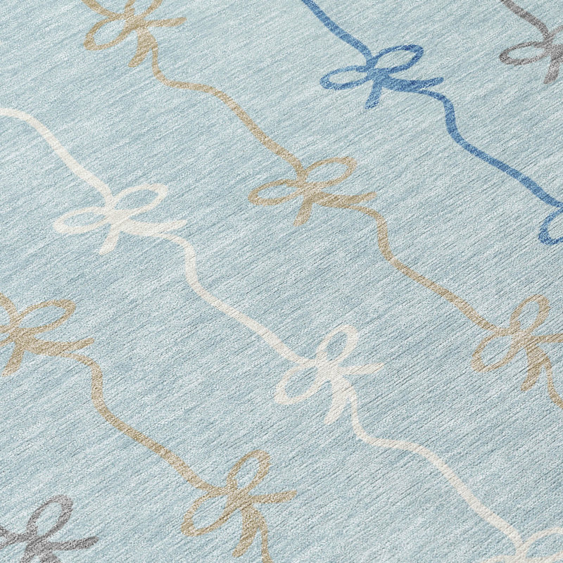 Machine Washable Indoor/Outdoor Chantille ACN2593 Kids Rug, Sky, 10' x 14'