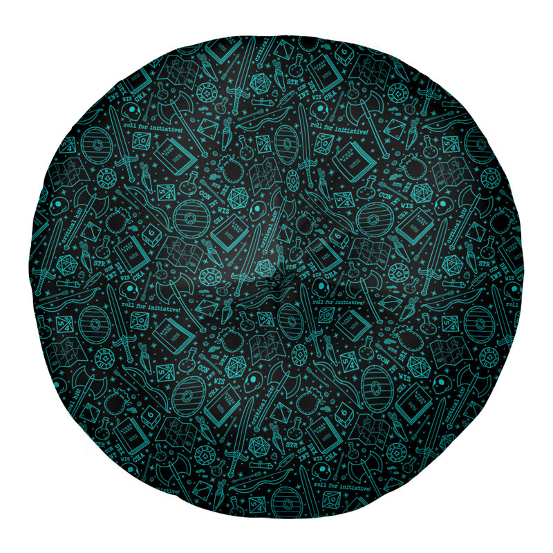 Coussin de sol Katelyn Elizabeth, 26 po x 26 po, Noir / bleu sarcelle