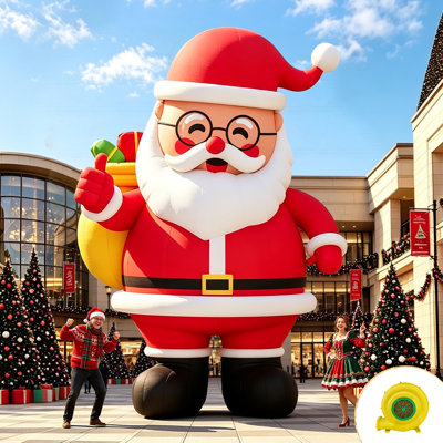 Père Noël gonflable géant 20 pi pour décoration de jardin de Noël Leonas, Père Noël gonflable avec souffleur, tissu Oxford 420D, piquets, cordes et sacs de sable pour la pelouse, le jardin, la fête et les fêtes