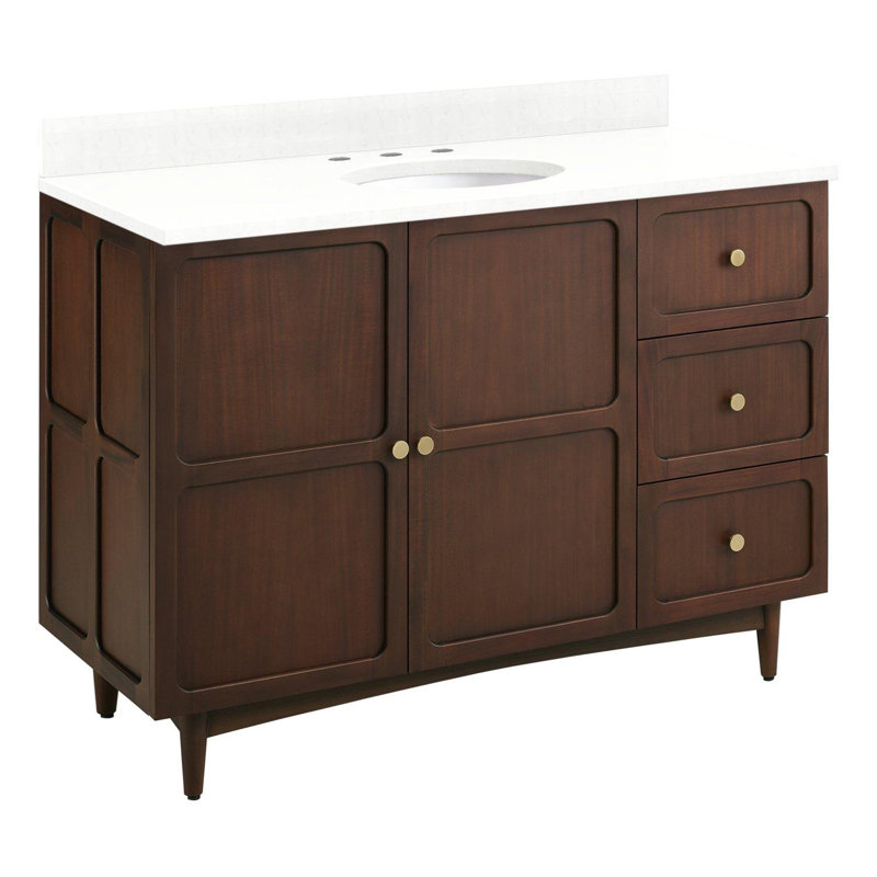 Delavan 48" Single Bathroom Vanity, Feathered White Quartz