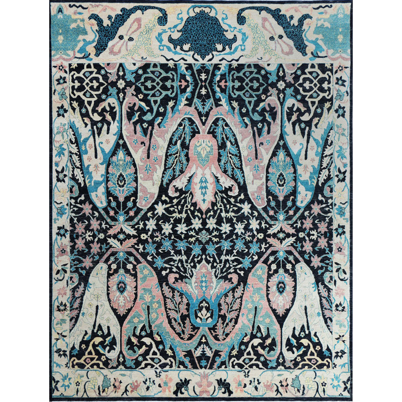 Tapis rectangulaire en laine noué à la main, Rectangulaire 8 pi x 10 pi