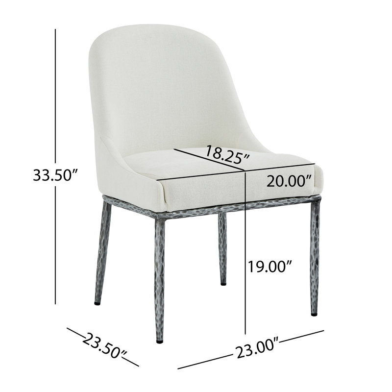 Urbina Modern 5-Piece Dining Table Set With Upholstered Chairs & Pedestal Base, Beige/Forged Pewter
