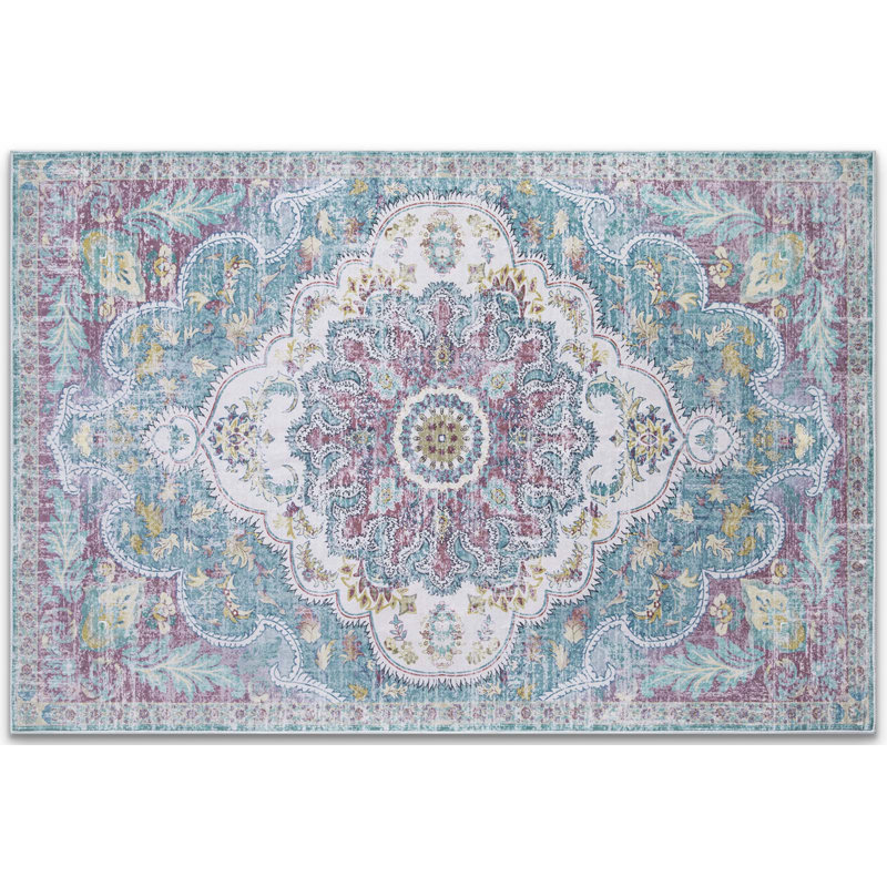Dianeli Washable Area Rug Low-Pile No-Slip Indoor Oriental Rug, Rectangle 4' x 6'