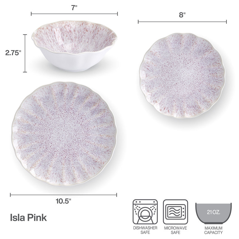 Mikasa Isla Pink 12-Piece Stoneware Dinnerware Set