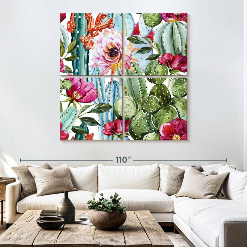 Fleurs de cactus colorées Harnek, H 74 po x l 74 po