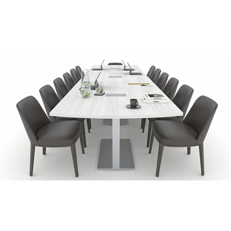 Table de conférence Pavert Arc Unité électrique, H 30 po x l 168 po x P 48 po, Cyprès blanc, Argent
