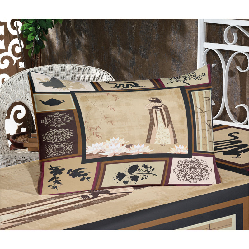 Ambesonne Eastern Fitted Sheet & Pillow Sham Set, Multicolor, King Sheet Set + 1 Fitted Sheet + 4 Pillowcases