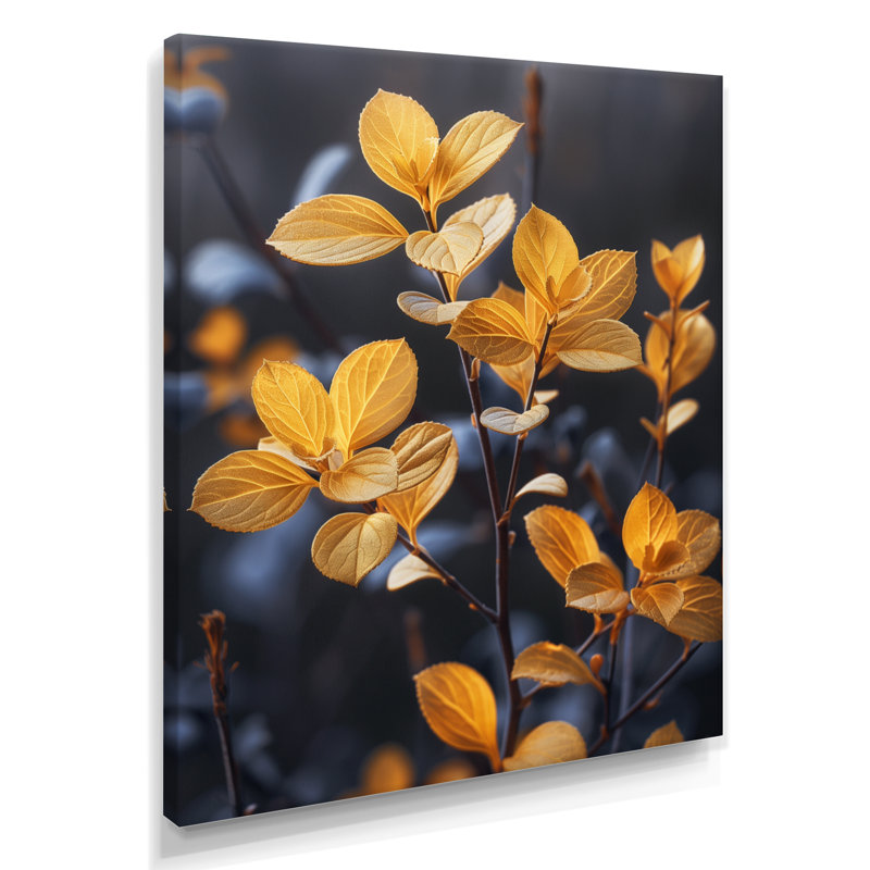  «Eucalyptus de luxe lumineux jaune et noir - art mural Eucalyptus salon, Toile tendue, H 32 po x l 16 po