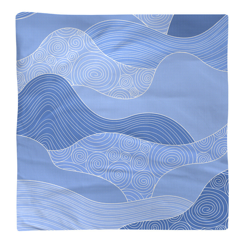 Serviette de coton à ondulations à la main, H 0,1 po x l 22 po x P 22 po, Bleu, Sergé de polyester