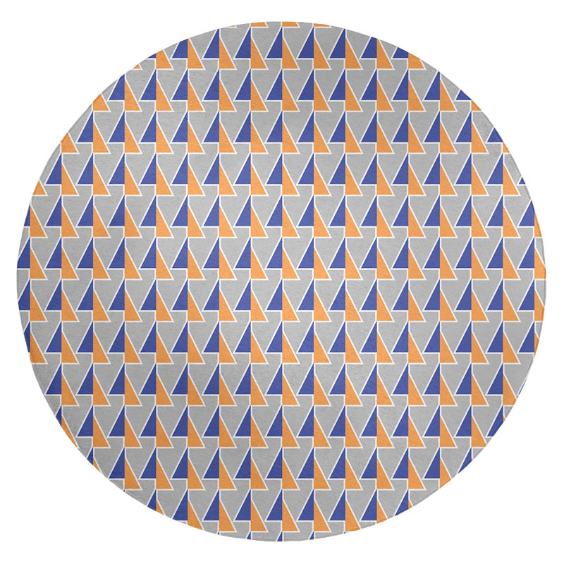 Chenille Geometric Indoor Rug, Round 5'