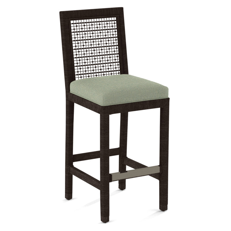 Pine Isle Bar Stool, Sunbrella Beige Pinstripe; 6205-74, Java