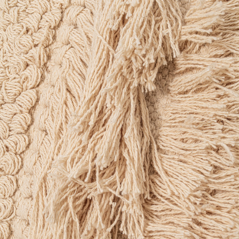 Oreiller en coton à franges beiges 12 po x 20 po Vickerman