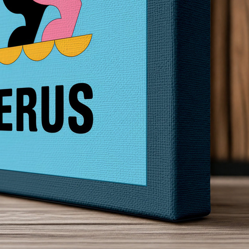Cerberus Modern Geometric 1 Piece Wrapped Canvas Wall Art, 36x24 - 91.4 x 61.0 cm, Teal Border