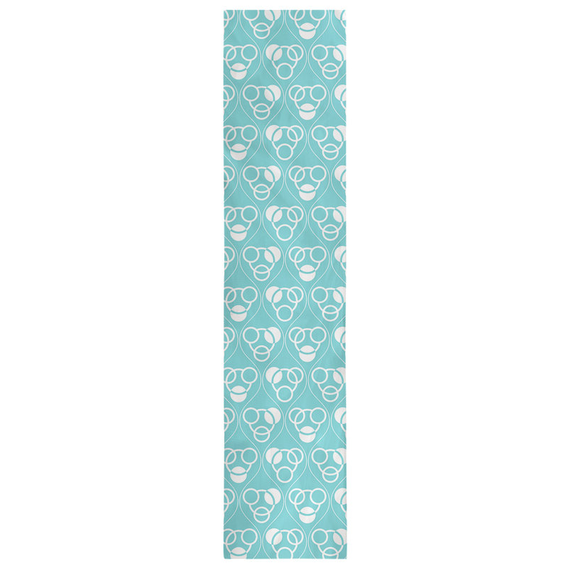 Classic Circles and Waves Table Runner, 16" x 72", Light Teal/White