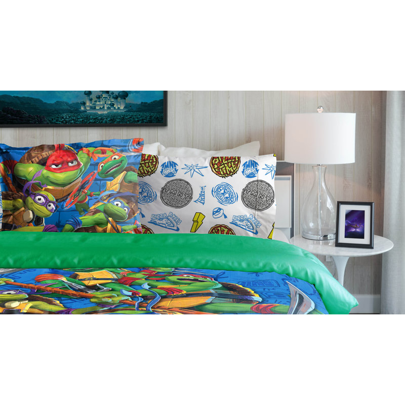Paramount Nickelodeon TMNT Mutant Mayhem 5 Piece Twin Bed Set With Sham, 100% Microfiber