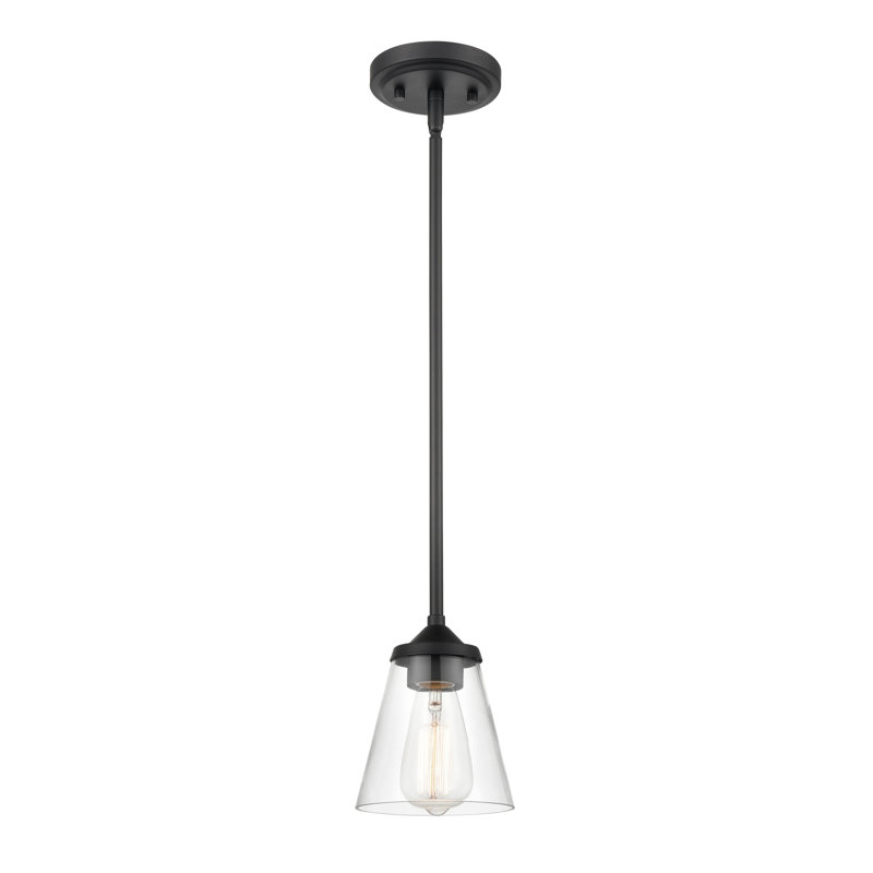1 lumière 5,5 po Mini-luminaire suspendu en nickel satiné, Noir mat