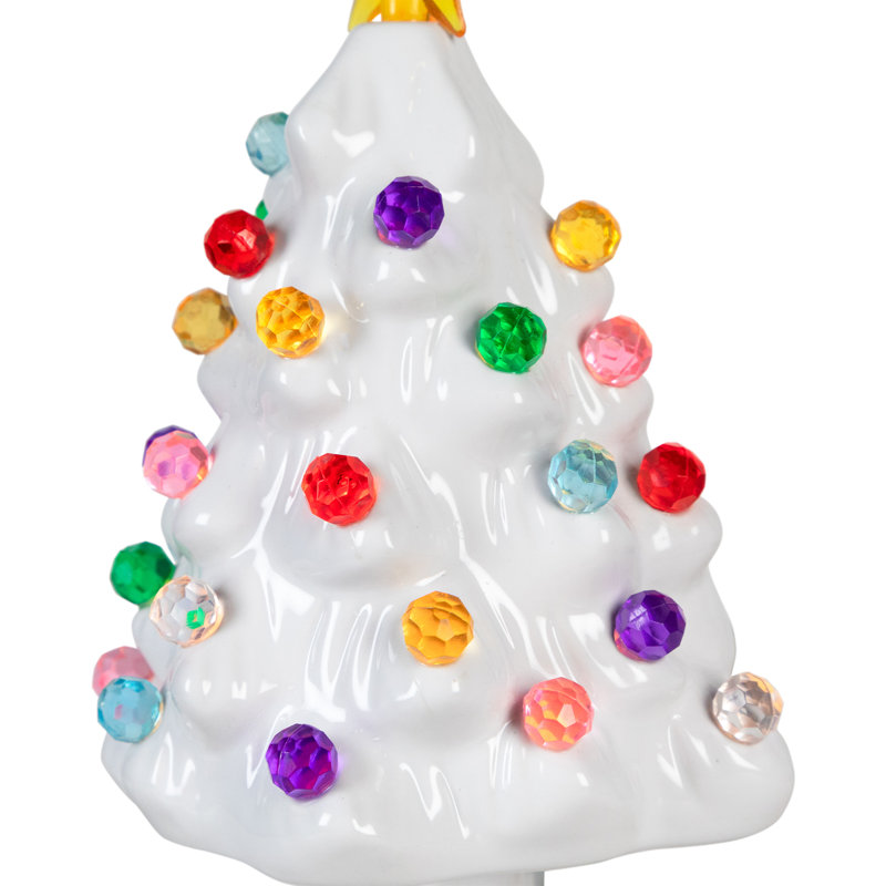Veilleuse de Noël rétro en céramique - 7 po - Blanc