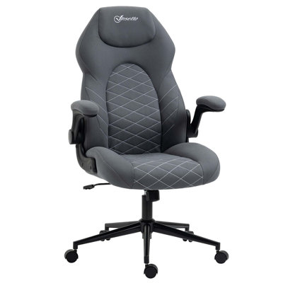 Vinsetto High Back Office Chair With Flip Up Armrests, Swivel Computer Chair With Adjustable Height And Tilt Function