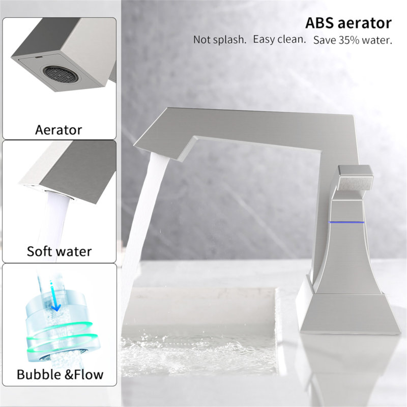 Robinet de salle de bain robuste à 2 poignées avec drain et trousses d'alimentation, robinet de lavabo de style moderne à fixation sur le comptoir, nickel brossé 4001-NP