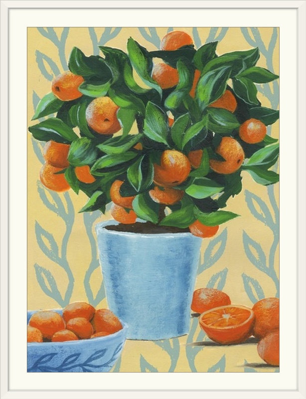 «Opulent Citrus II» par Grace Popp - reproduction, Cadre blanc, H 32 po x l 25 po x P 1 po