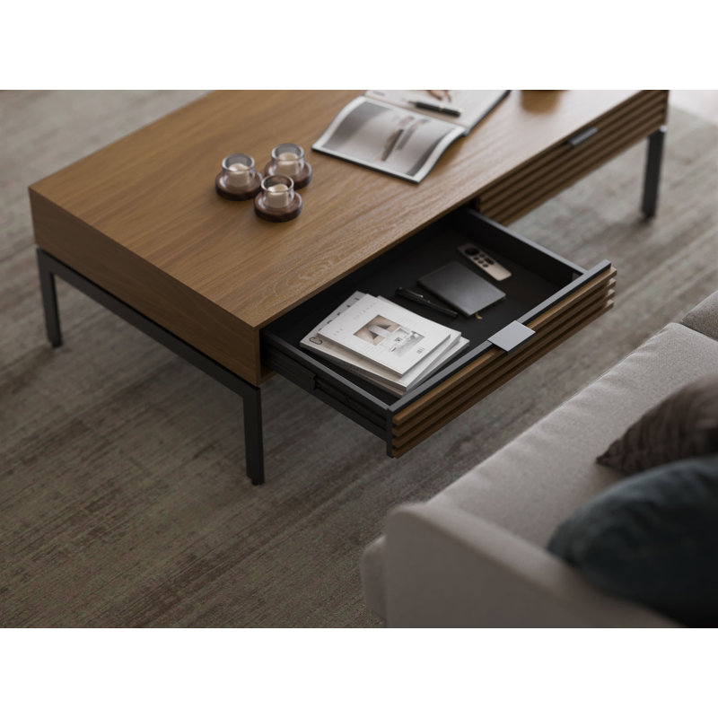 Cora Coffee Table, Natural Walnut, Black