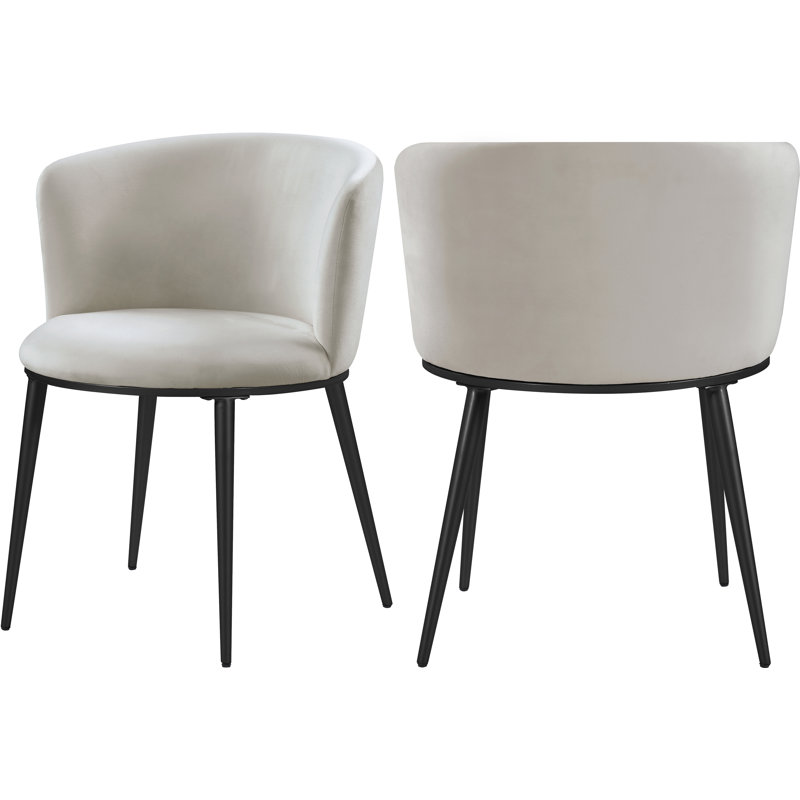 Chaise en velours Skylar, Velours crème, Noir mat