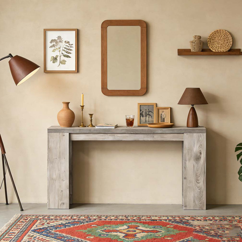 Farmhouse Wood Sofa Table Entryway Table, Gray