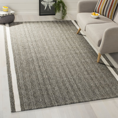 Tapis gris en viscose / laine crocheté à la main Cherif Wilton